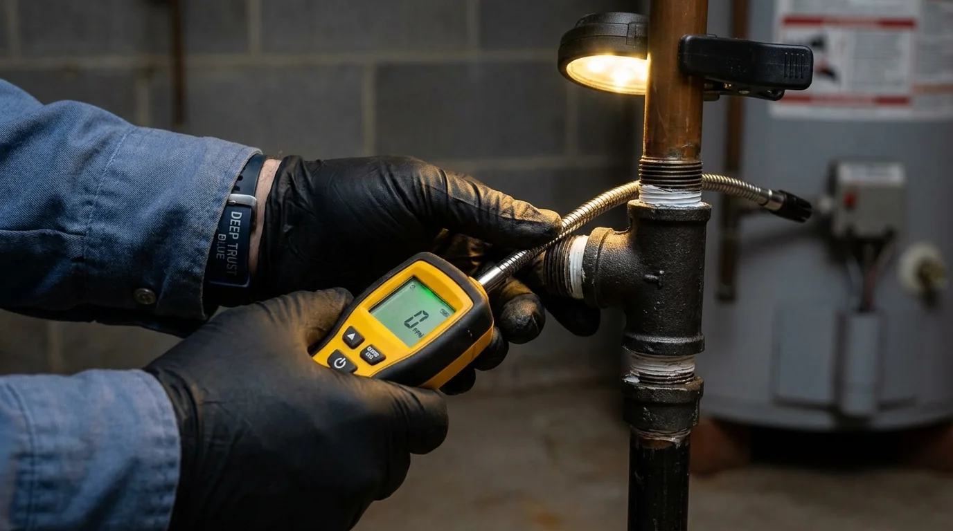 Gas leak detection with electronic sniffer by Johns Plumbing LLC in Two Rivers