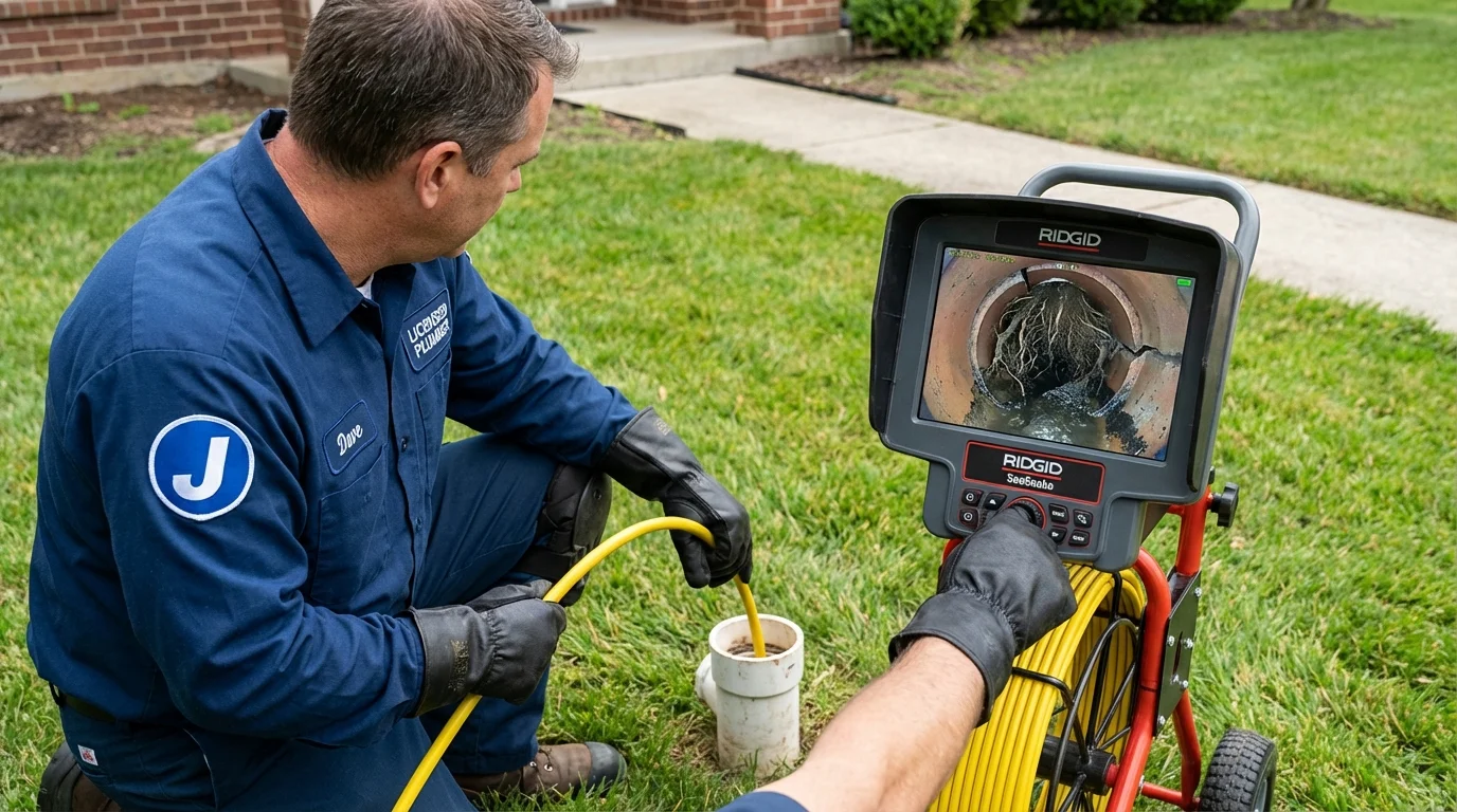 Sewer camera inspection being performed by Johns Plumbing LLC in Two Rivers